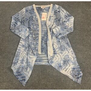 Kamana Top Womens Small Blue Open Front‎ Shirt Cardigan Lightweight  Oriental